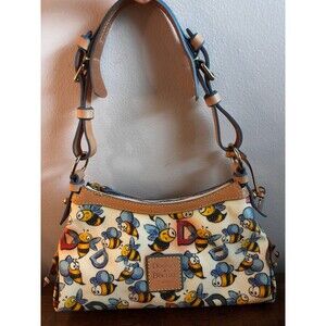 Dooney & Bourke Multicolor Bees Coated Canvas Leather Trim Hobo Shoulder Bag